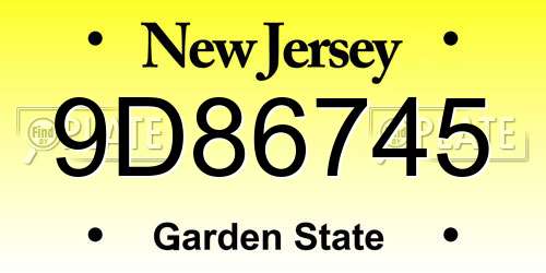 9D86745 New Jersey License Plate