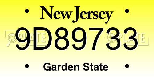 9D89733 New Jersey License Plate