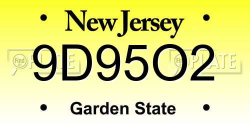9D95O2 New Jersey License Plate