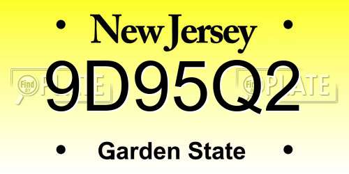 9D95Q2 New Jersey License Plate