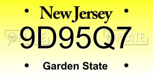 9D95Q7 New Jersey License Plate