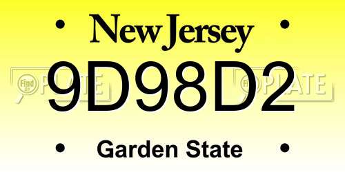 9D98D2 New Jersey License Plate