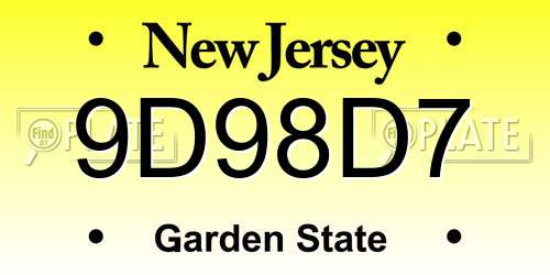 9D98D7 New Jersey License Plate