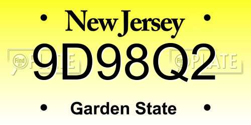 9D98Q2 New Jersey License Plate