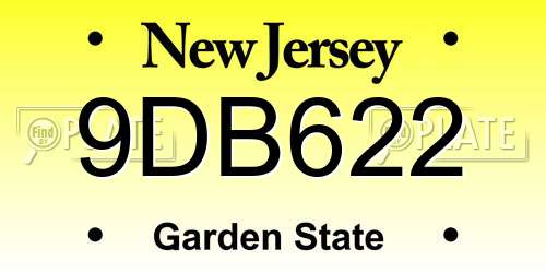 9DB622 New Jersey License Plate