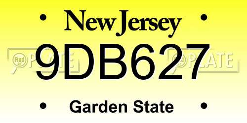 9DB627 New Jersey License Plate