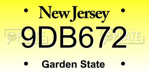 9DB672 New Jersey License Plate