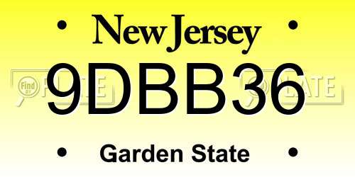 9DBB36 New Jersey License Plate