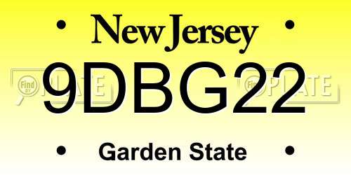 9DBG22 New Jersey License Plate