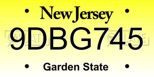9DBG745 New Jersey License Plate