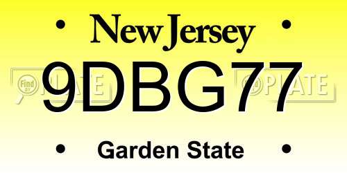 9DBG77 New Jersey License Plate