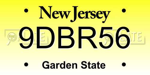 9DBR56 New Jersey License Plate