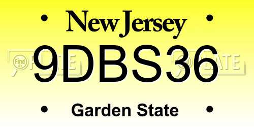 9DBS36 New Jersey License Plate
