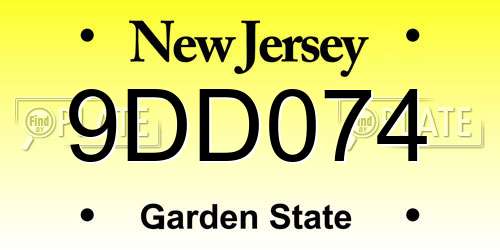 9DD074 New Jersey License Plate