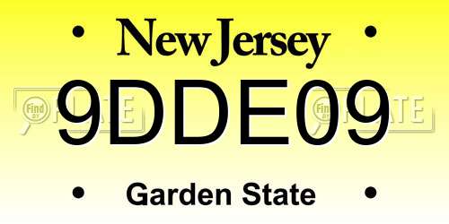 9DDE09 New Jersey License Plate