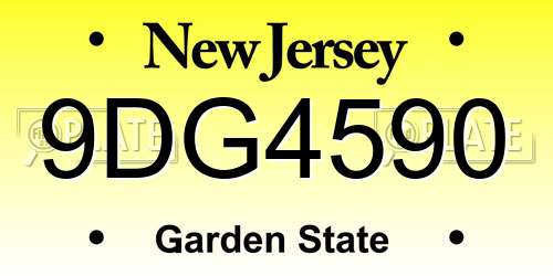 9DG4590 New Jersey License Plate