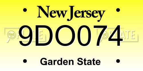 9DO074 New Jersey License Plate