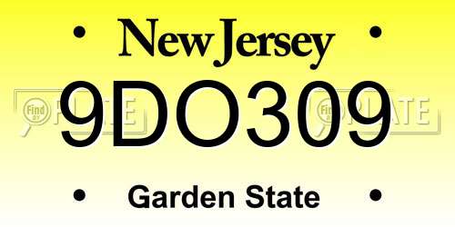 9DO309 New Jersey License Plate