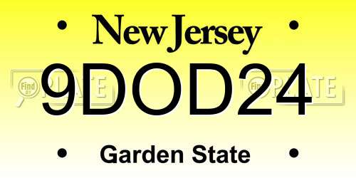 9DOD24 New Jersey License Plate
