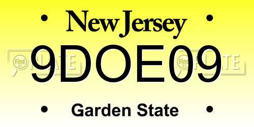9DOE09 New Jersey License Plate