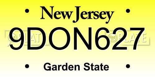 9DON627 New Jersey License Plate