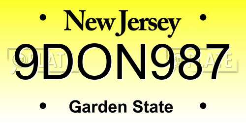 9DON987 New Jersey License Plate