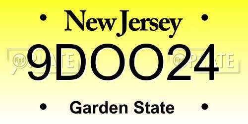 9DOO24 New Jersey License Plate