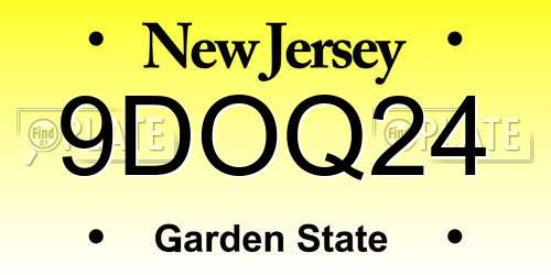 9DOQ24 New Jersey License Plate