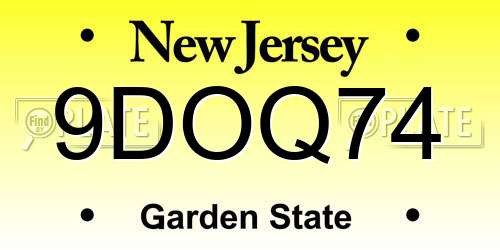 9DOQ74 New Jersey License Plate