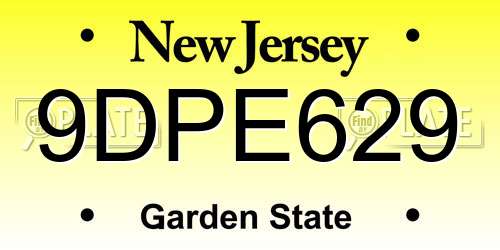 9DPE629 New Jersey License Plate