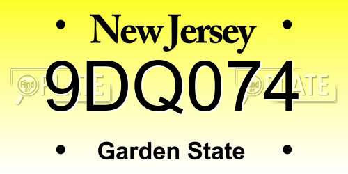 9DQ074 New Jersey License Plate