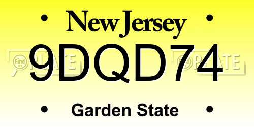 9DQD74 New Jersey License Plate