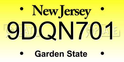 9DQN701 New Jersey License Plate