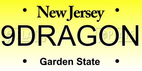 9DRAGON New Jersey License Plate