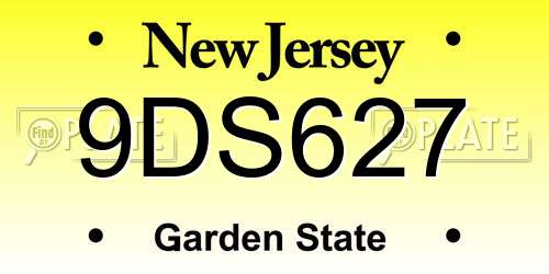 9DS627 New Jersey License Plate