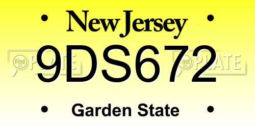 9DS672 New Jersey License Plate