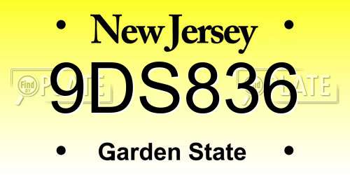 9DS836 New Jersey License Plate
