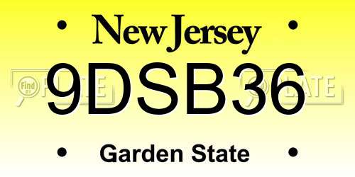 9DSB36 New Jersey License Plate