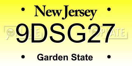 9DSG27 New Jersey License Plate