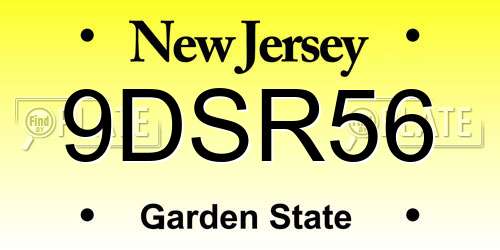 9DSR56 New Jersey License Plate