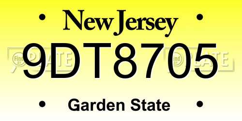 9DT8705 New Jersey License Plate