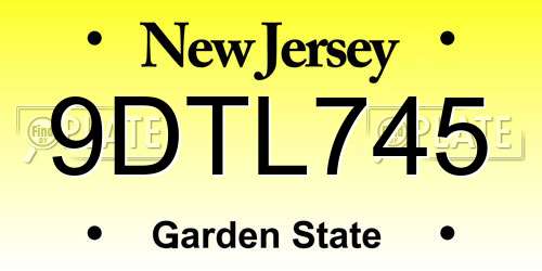 9DTL745 New Jersey License Plate