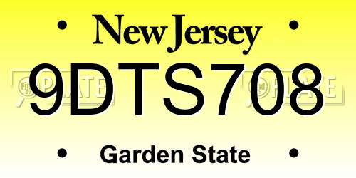 9DTS708 New Jersey License Plate