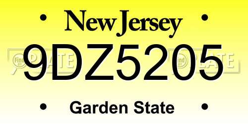 9DZ5205 New Jersey License Plate