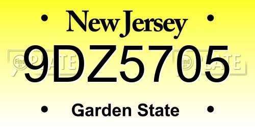 9DZ5705 New Jersey License Plate