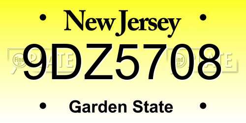 9DZ5708 New Jersey License Plate