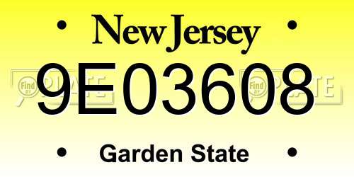 9E03608 New Jersey License Plate