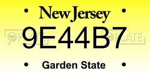 9E44B7 New Jersey License Plate