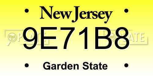 9E71B8 New Jersey License Plate