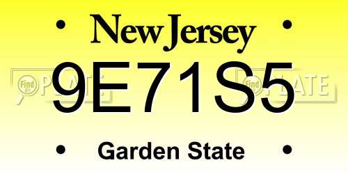 9E71S5 New Jersey License Plate